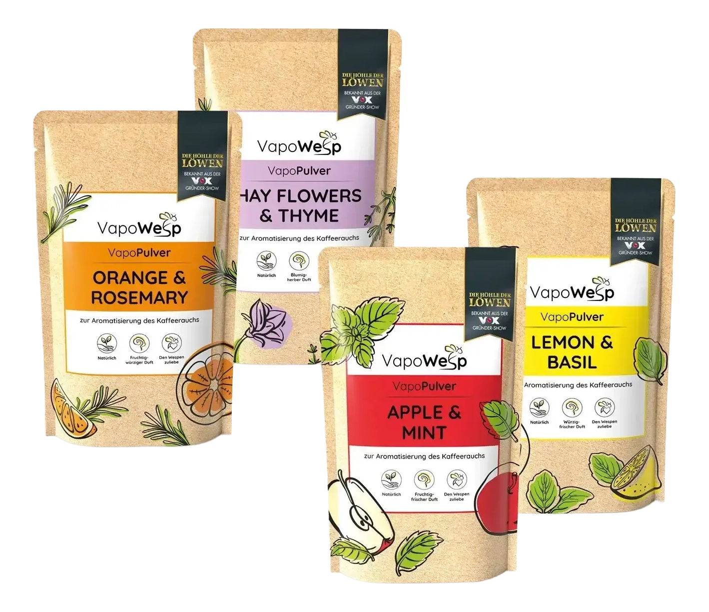 Spar-Set XXL: VapoWesp Räucherbox + 4 x VapoPulver 100g, 1 x VapoPulver 50g